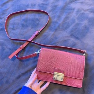 Burgundy Crocodile Printed Crossbody